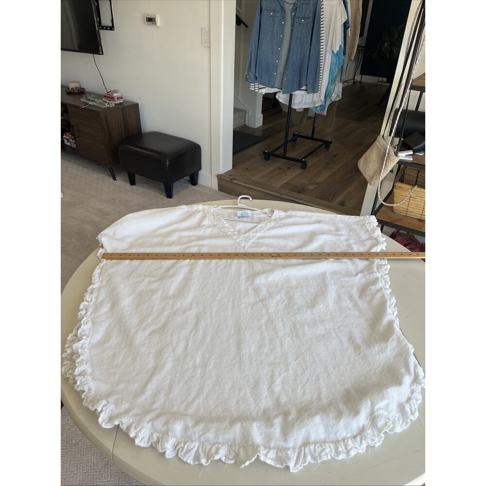 DRAWSTRINGS OF MALIBU White Beach Coverup Dress Sz M/L Cotton V Neck Basic - Picture 6 of 9